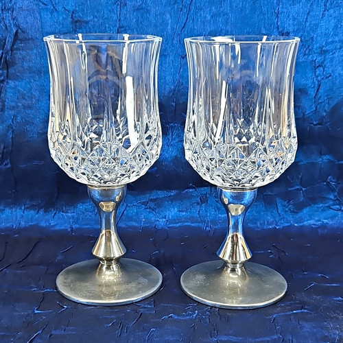Clear cut glass goblets - cut,