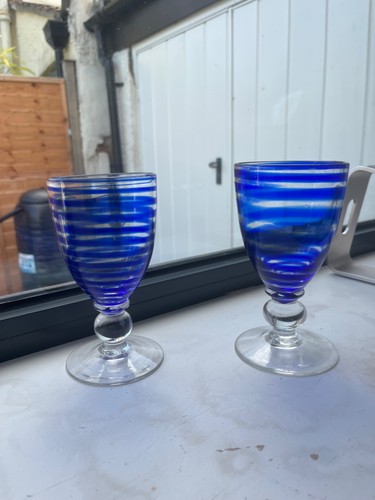 Bristol blue glass goblet wine - blue,