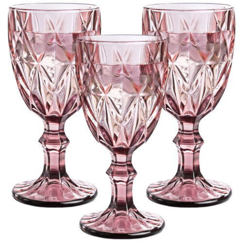 Pink wine goblet crystal - pink,