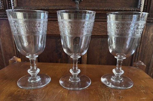 Antique set engraved glass - antique, 3