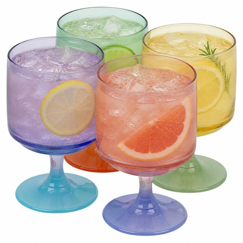Multicoloured stemmed wine - multicoloured,