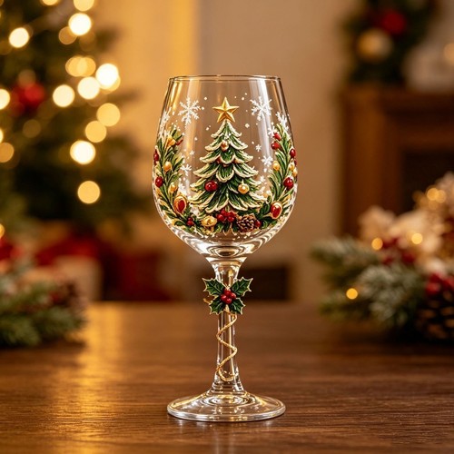 Christmas art wine glasses - art,