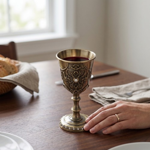 Vintage bronze enamel goblet - vintage,