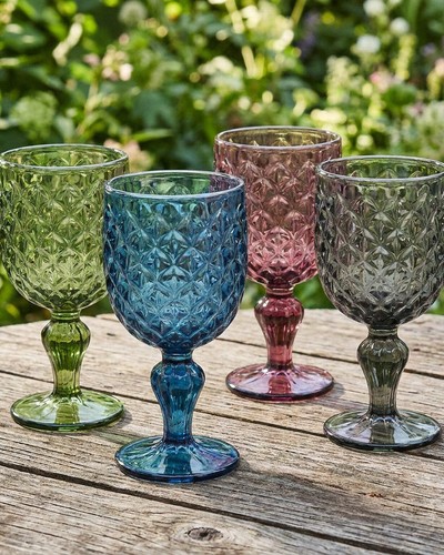 Coloured embossed wine - embossed, glasses