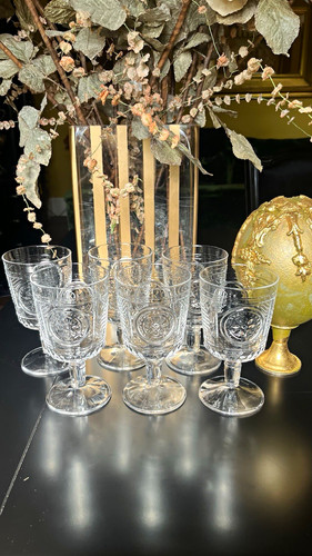Set vintage clear pressed - set, 6