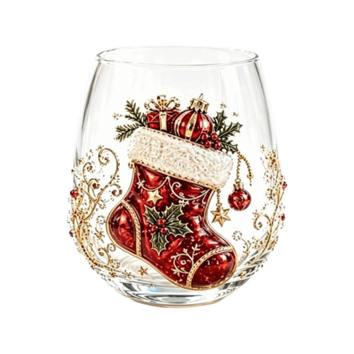 Christmas art wine glasses - christmas,