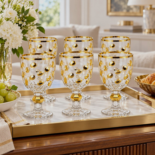 Clear glass round goblets - glass,