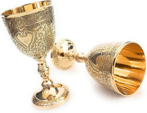 Solid brass wine goblet glass - brass,
