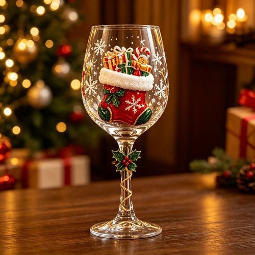 Christmas art wine glasses - christmas,