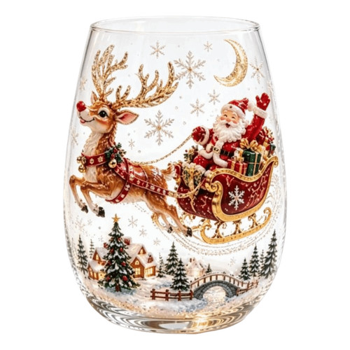 Christmas art wine glasses - art,